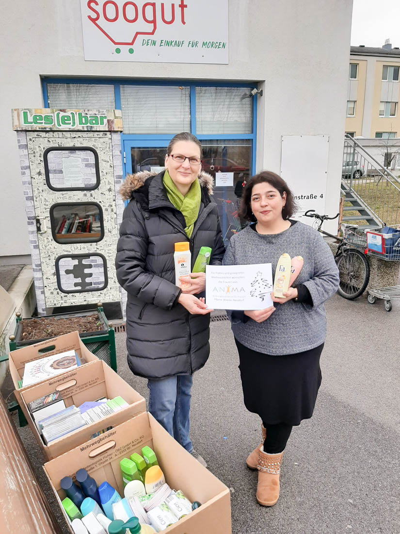 Hygieneprodukte für den soogut-Mödling von den Frauen der ANIMA-Runde