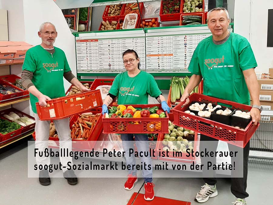 Fußballlegende Peter Pacult ist im Stockerauer soogut-Sozialmarkt bereits mit von der Partie.