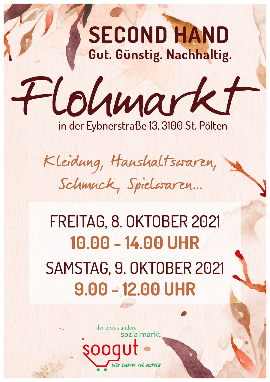 Flohmarkt im soogut-St. Pölten am 8. und 9.Oktober