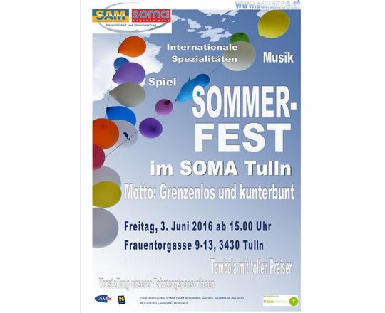 Plakat Sommerfest SoMA Tulln am 3. Juni 2016