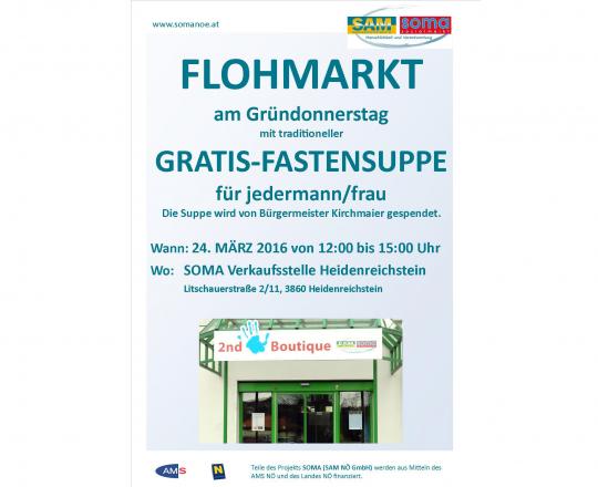 Einladung zum Flohmarkt mit Fastensuppenessen im Waldviertel